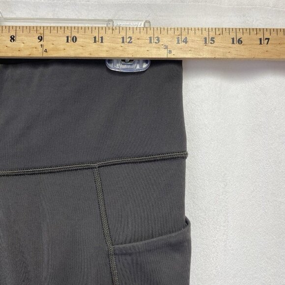 ATHLETA Mid-Rise Yoga-Gym Leggings Women Small Gray Color Block Zipper Pocket - Picture 7 of 16